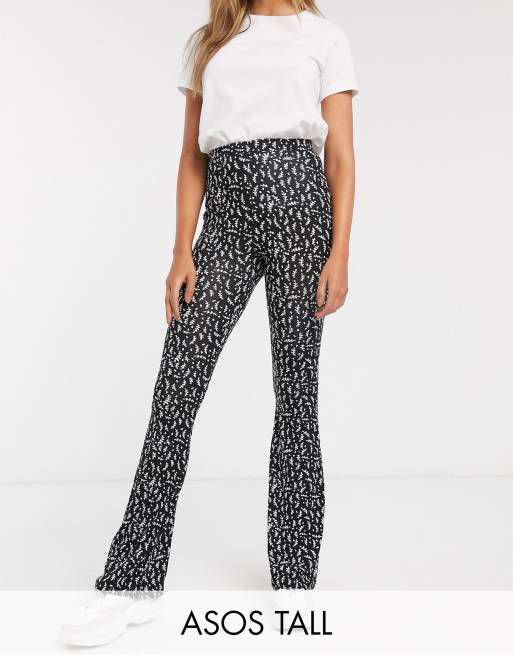 ASOS DESIGN Tall mono floral print flare pants