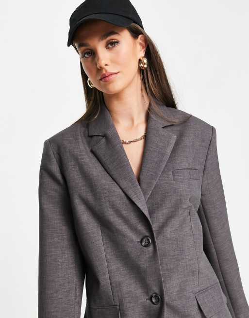 ASOS DESIGN Tall – Mörkgrå kostymkavaj i herrmodell, 4 av 4