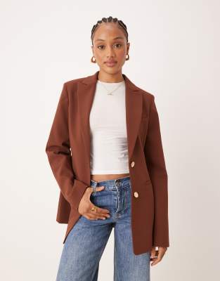 ASOS DESIGN ASOS DESIGN Tall moulded hip blazer in chocolate-Brown