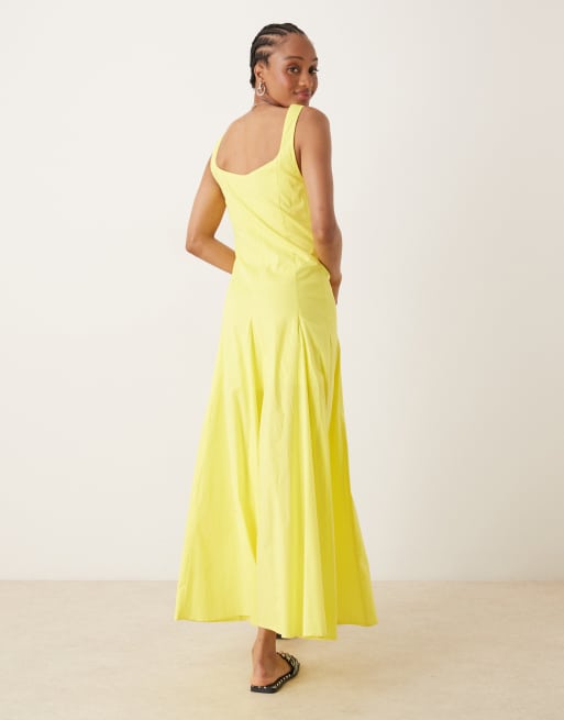 ASOS DESIGN Tall - Mouwloze getailleerde midi-jurk in felgeel, 2 van 4