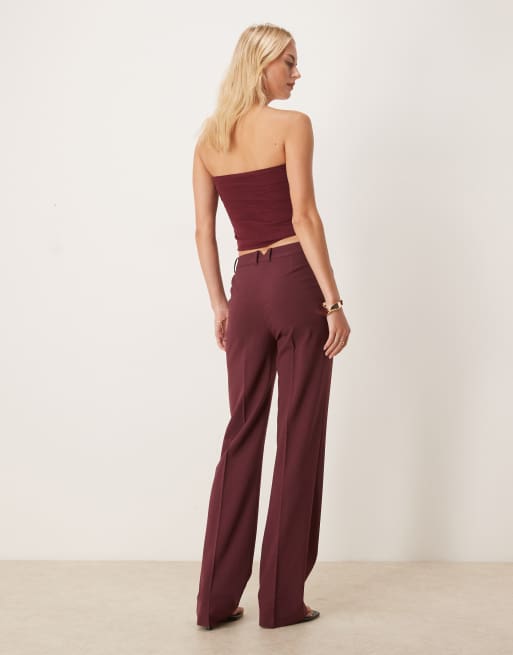 ASOS DESIGN Tall - Mørkerøde skræddersyede bukser med lige ben i slim fit, 3 af 5