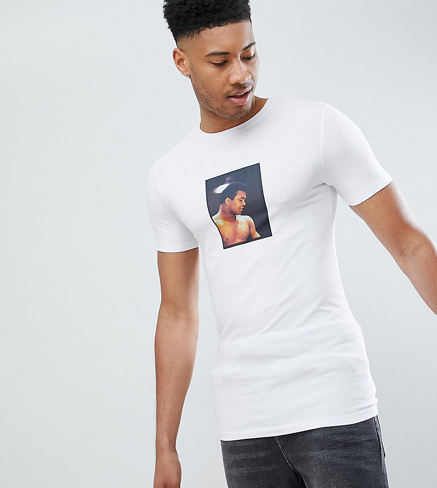 ASOS DESIGN Tall Muhammed Ali muscle fit t-shirt-White