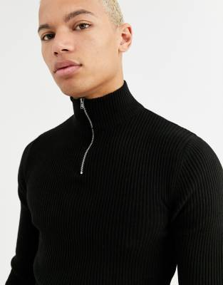muscle fit half zip jumper