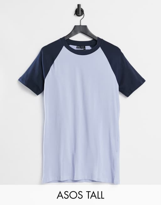 ASOS DESIGN Tall muscle fit t-shirt with contrast raglan sleeves in beige and navy - MULTI