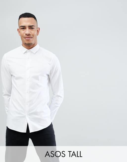 ASOS DESIGN - Tall - Net slim-fit Oxford overhemd met dubbele manchet