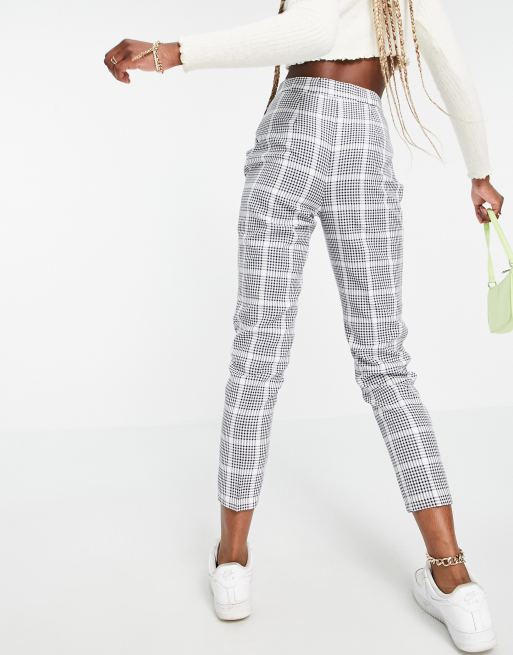 ASOS DESIGN Tall - Nette elegante broek met toelopende pijpen in ivoor geruit, 2 van 4