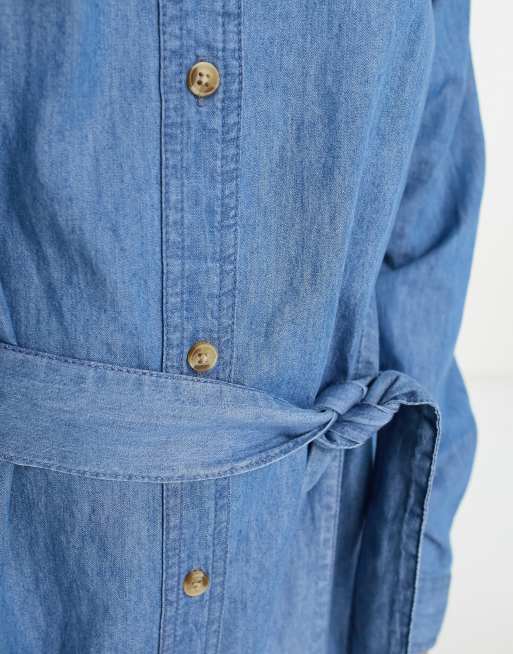 ASOS DESIGN Tall – Niebieska jeansowa sukienka mini z paskiem, 3 z 4