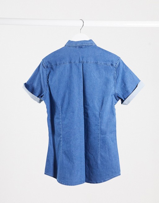 ASOS DESIGN Tall – Niebieska koszula z elastycznego denimu organicznego o dopasowanym kroju CNFN
