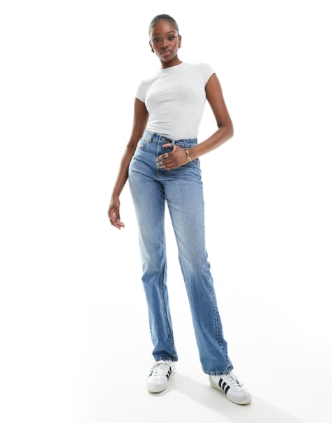 ASOS DESIGN Tall – Niebieskie jeansy o prostym kroju ze średnim stanem - view 1