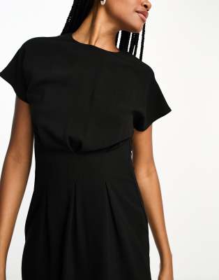 asos design nipped in waist mini dress ASOS DESIGN Petite nipped-in waist mini dress in black