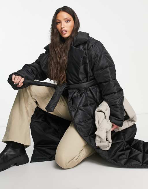 ASOS DESIGN sleeveless maxi puffer jacket in black - ShopStyle