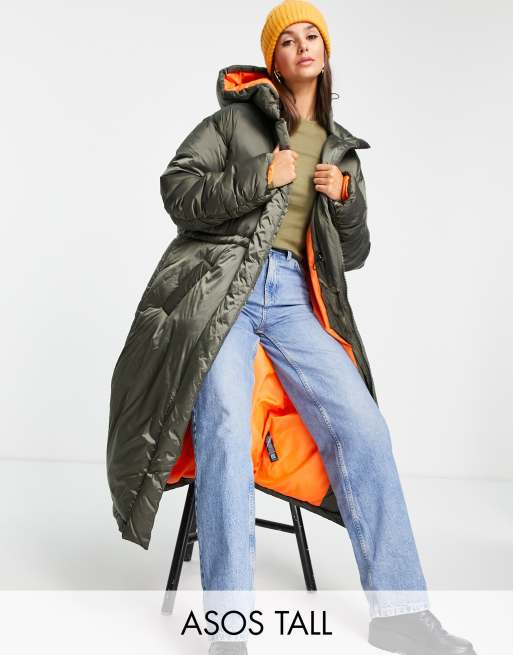 ASOS DESIGN Tall – Ocieplana parka o wydłużonym fasonie w kolorze khaki