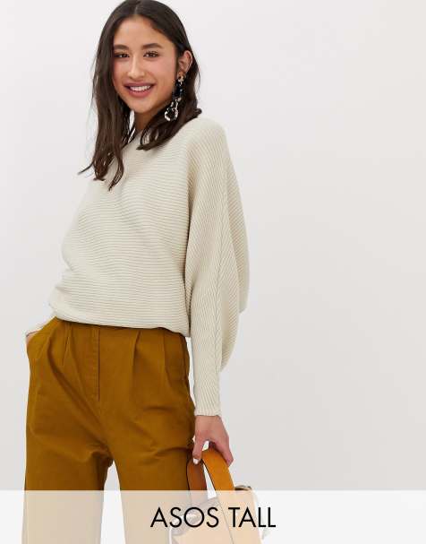 ASOS DESIGN Tall off shoulder jumper in ripple stitch