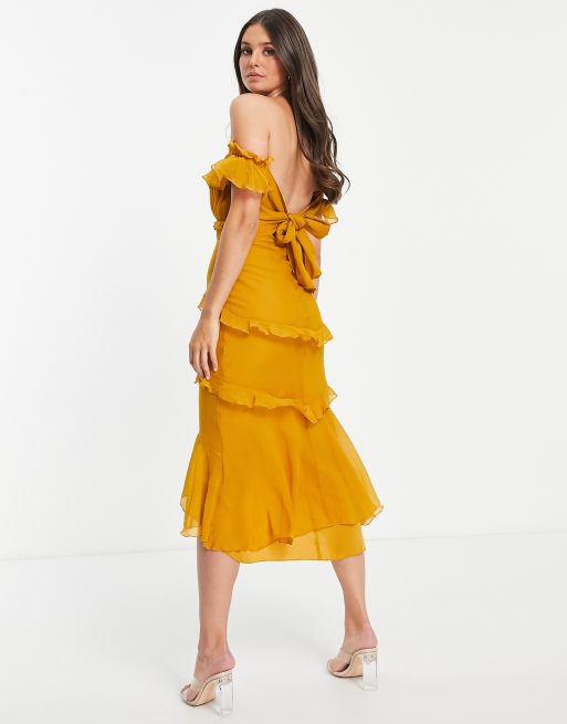 Asos mustard hot sale dress