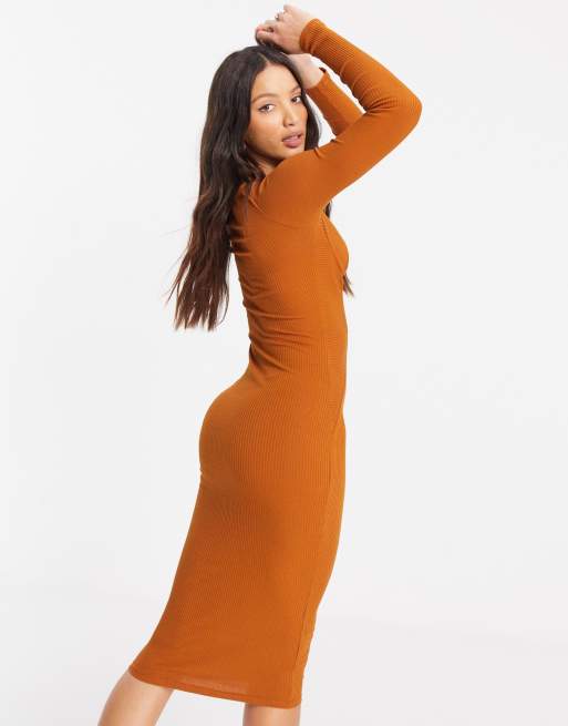 blue dress for baby girl RaeAnne Caramel Gold Fine Knit One Shoulder Bodycon Dress main image 0