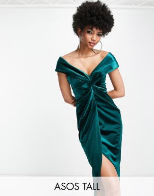 asos green velvet pleated dress ASOS Design - Midi Dress - Women - Polyester - 2 US