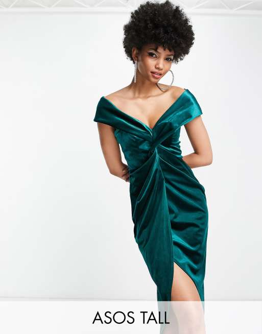 Green Velvet Midi Dress, ASOS Dresses