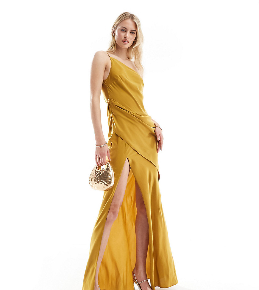 Asos Tall Asos Design Tall One Shoulder Maxi Dress In Gold