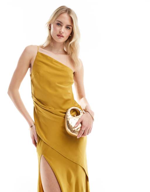 Asos yellow one shoulder dress hotsell