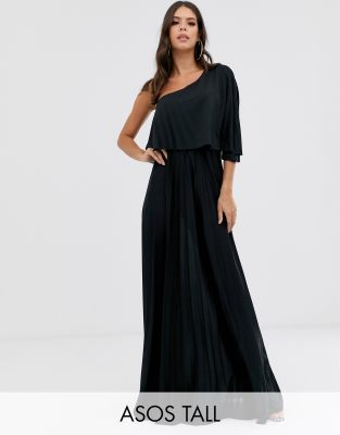 asos design one shoulder pleated crop top maxi dress