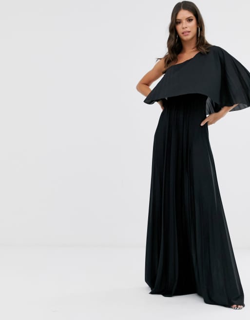 ASOS DESIGN Tall one shoulder pleated crop top maxi dress