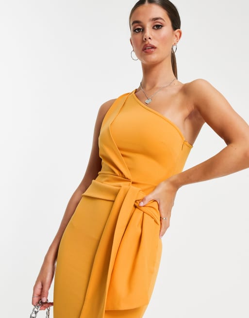 One shoulder 2025 mustard dress