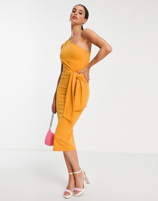 Mustard one shoulder hot sale dress