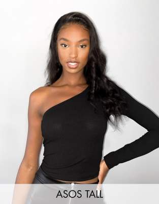 asos black one shoulder top