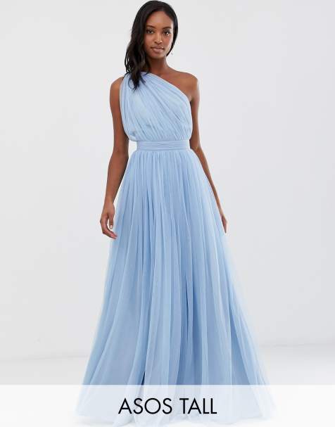ASOS DESIGN Tall One Shoulder Tulle Maxi Dress