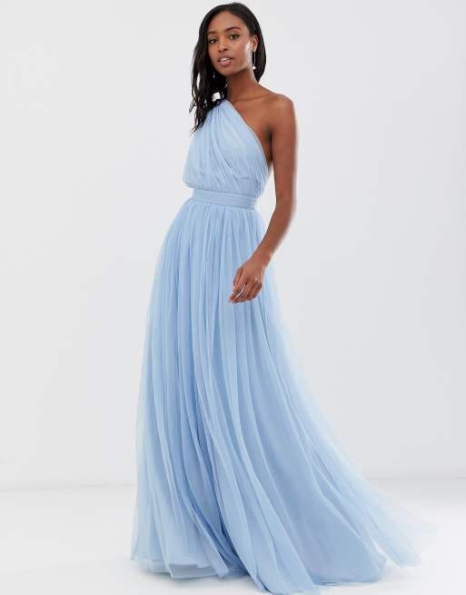 Asos design tall premium on sale tulle one shoulder maxi dress