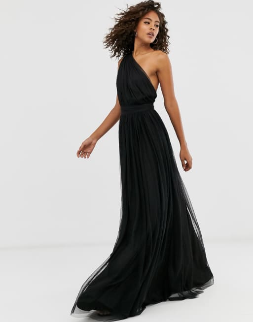 Asos design tall premium tulle one 2025 shoulder maxi dress