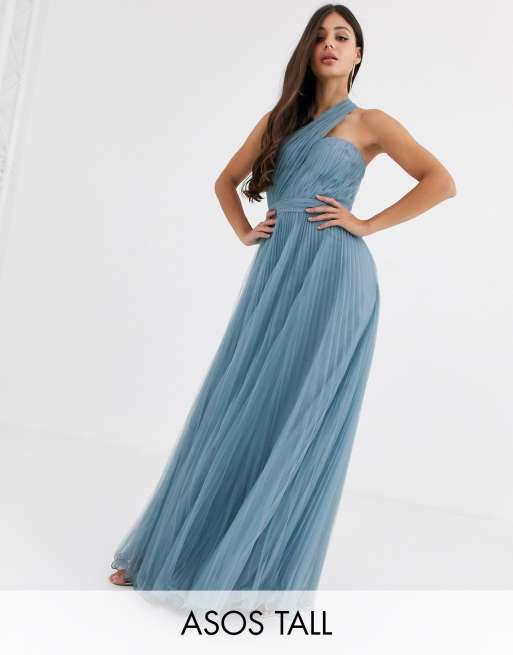 ASOS DESIGN Tall one shoulder tulle wired hem maxi dress | ASOS