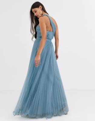 white christmas dresses Rent Asos Design One Shoulder Midi Dress In Patched Lace In Sage Green