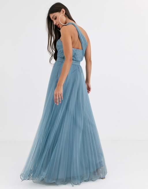 ASOS DESIGN Tall one shoulder tulle wired hem maxi dress