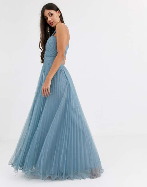 Asos design tulle clearance one shoulder maxi dress