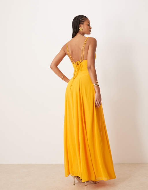 ASOS DESIGN Tall - Orange cami-maxikjole med kiler og sømdetaljer, 2 af 4