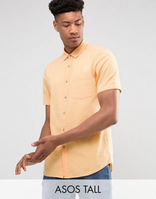 ASOS DESIGN – Tall – Orange skjorta med normal passform i strukturtyg