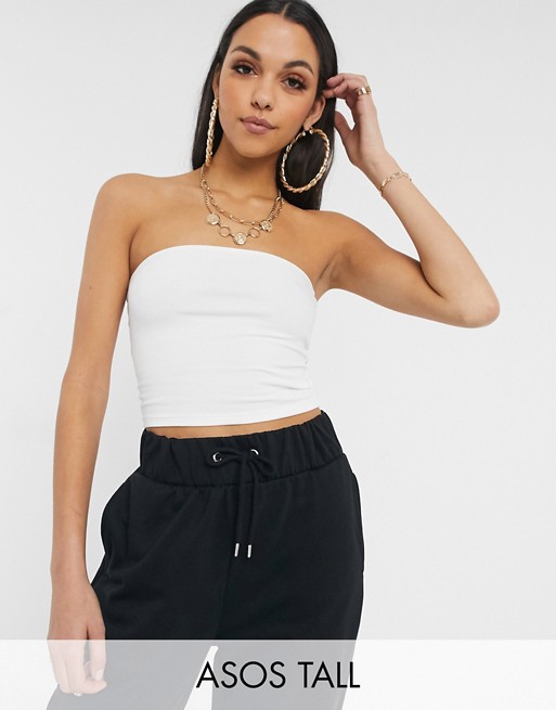 ASOS DESIGN Tall ultimate organic cotton crop bandeau top in white