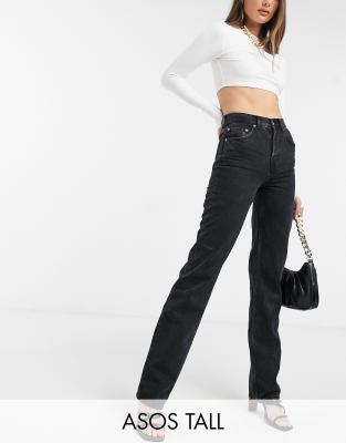 tall black straight leg jeans