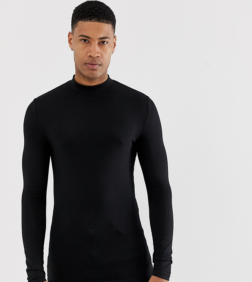ASOS DESIGN Tall organic muscle fit long sleeve jersey turtle neck in black