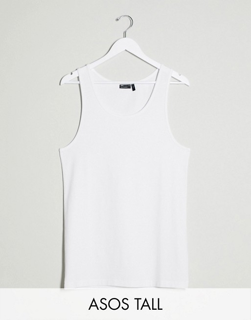 ASOS DESIGN Tall organic muscle fit vest in white