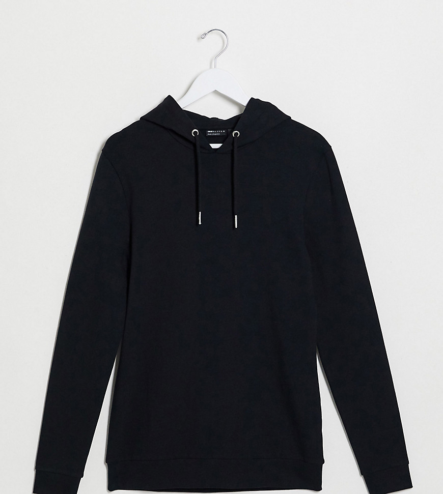 ASOS DESIGN Tall organic muscle hoodie in black