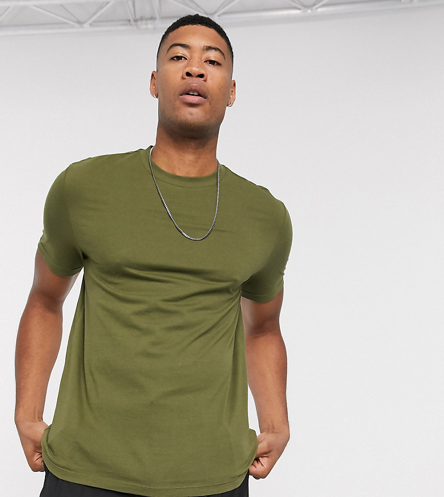 ASOS DESIGN Tall organic t-shirt with crew neck in khaki-Green