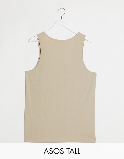 ASOS DESIGN Tall organic vest in beige