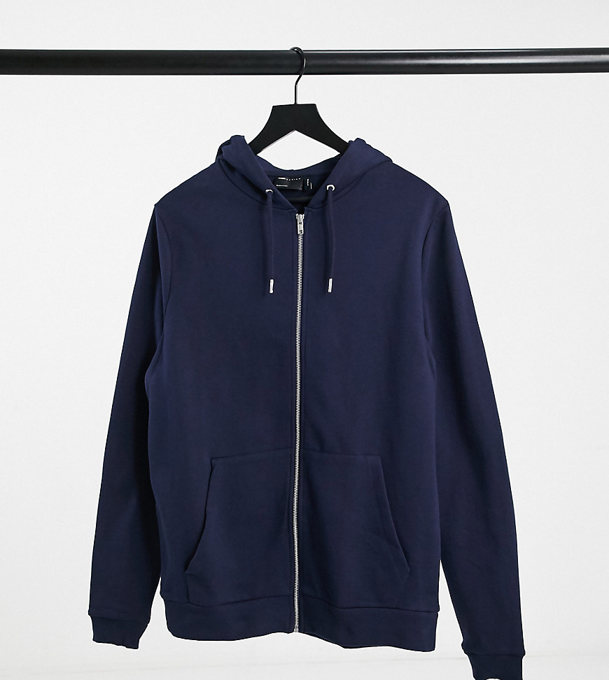 ASOS DESIGN Tall organic zip-up hoodie in navy