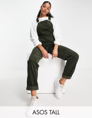 ASOS DESIGN Tall original corduroy dungaree in dark green - ASOS Price Checker