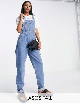 ASOS DESIGN Tall 'original' denim dungarees in midwash