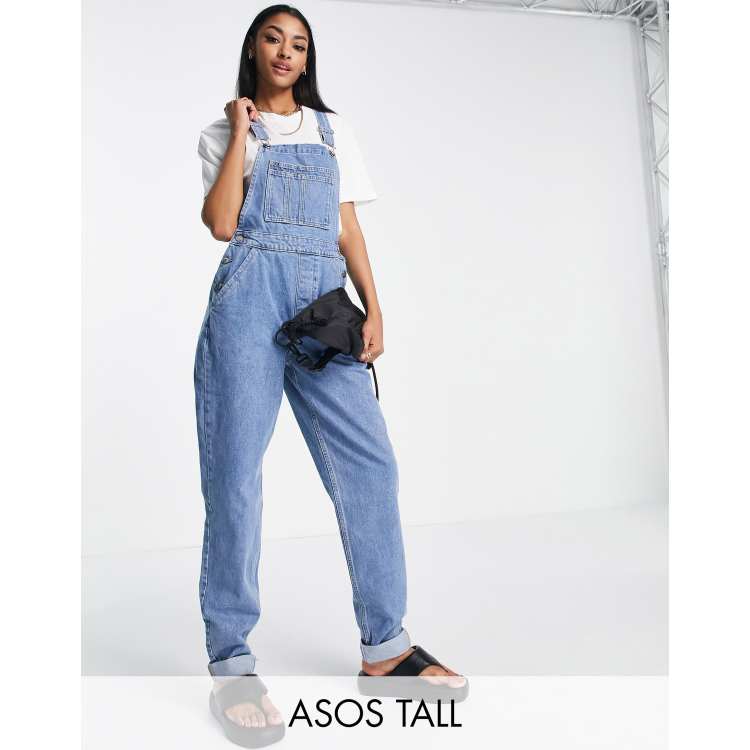 ASOS DESIGN Curve 'original' denim dungarees in midwash