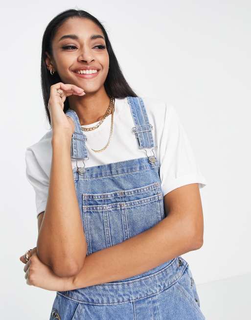 ASOS DESIGN 'original' denim dungarees in midwash