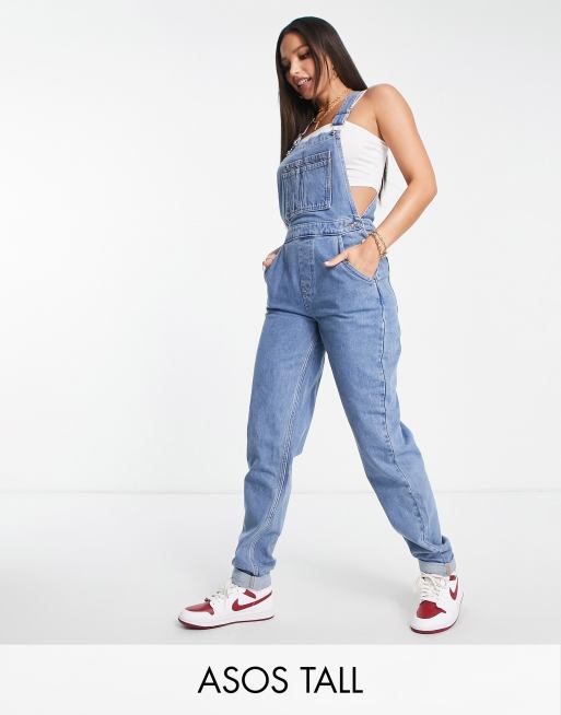 ASOS DESIGN Tall - Original - Overalls i mellemvasket denim
